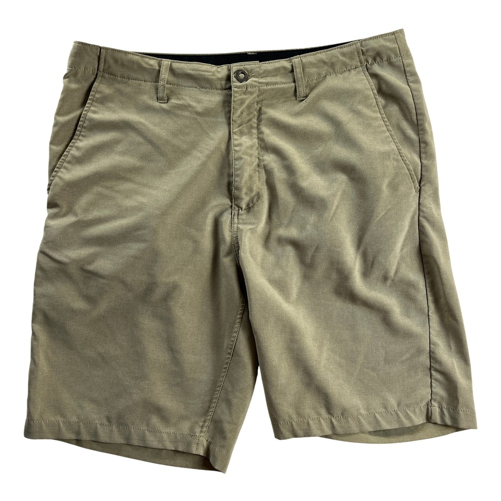 Volcom Mens Hybrid Shorts Olive Green Khaki Quick Dry Stretch Size 36
